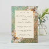 Romantisch sinaasappel en groene vlinders Verjaard Kaart (Staand voorkant)