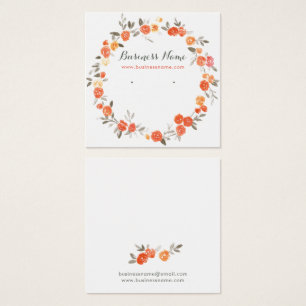 Romantisch Sinaasappel Floral Background Earning K Vierkante Visitekaartjes