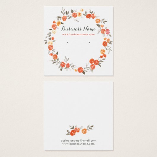 Romantisch Sinaasappel Floral Background Earning K Vierkante Visitekaartjes (Voorkant /achterkant)