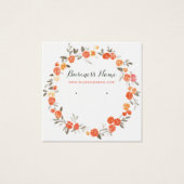 Romantisch Sinaasappel Floral Background Earning K Vierkante Visitekaartjes (Voorkant)