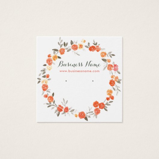 Romantisch Sinaasappel Floral Background Earning K Vierkante Visitekaartjes (Voorkant)