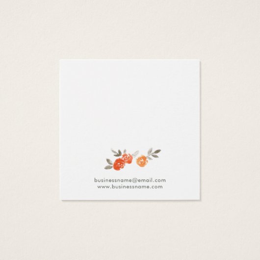 Romantisch Sinaasappel Floral Background Earning K Vierkante Visitekaartjes (Achterkant)