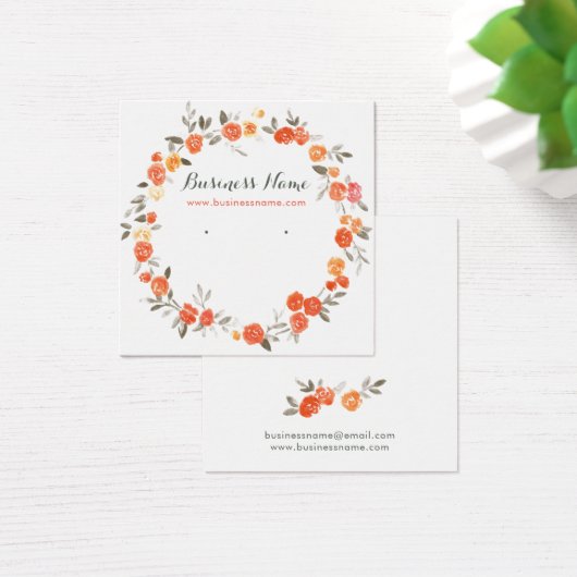 Romantisch Sinaasappel Floral Background Earning K Vierkante Visitekaartjes (Bureau)