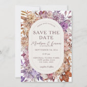 Romantisch Sinaasappel Lavendel Floral Save The Date (Voorkant)