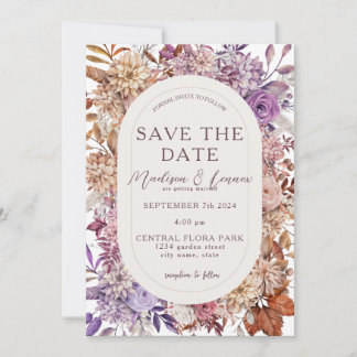 Romantisch Sinaasappel Lavendel Floral Save The Date