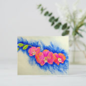Romantisch sinaasappel roze waterverf orchidee sch briefkaart (Staand voorkant)