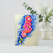 Romantisch sinaasappel roze waterverf orchidee sch briefkaart (Staand voorkant)