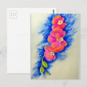 Romantisch sinaasappel roze waterverf orchidee sch briefkaart (Voorkant / Achterkant)