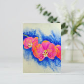 Romantisch sinaasappel roze waterverf orchidee sch briefkaart (Staand voorkant)