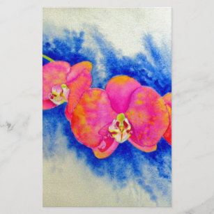 Romantisch sinaasappel roze waterverf orchidee sch briefpapier