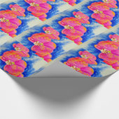 Romantisch sinaasappel roze waterverf orchidee sch cadeaupapier (Hoek)