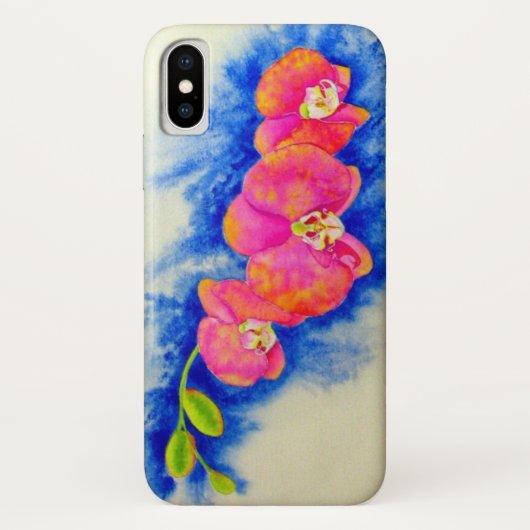 Romantisch sinaasappel roze waterverf orchidee sch Case-Mate iPhone case (Achterkant)
