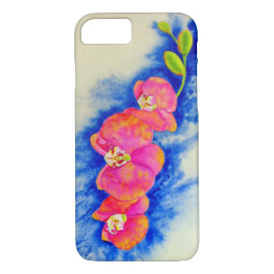 Romantisch sinaasappel roze waterverf orchidee sch 	iPhone 8/7 hoesje