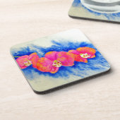 Romantisch sinaasappel roze waterverf orchidee sch drankjes onderzetter (Linkerzijde)