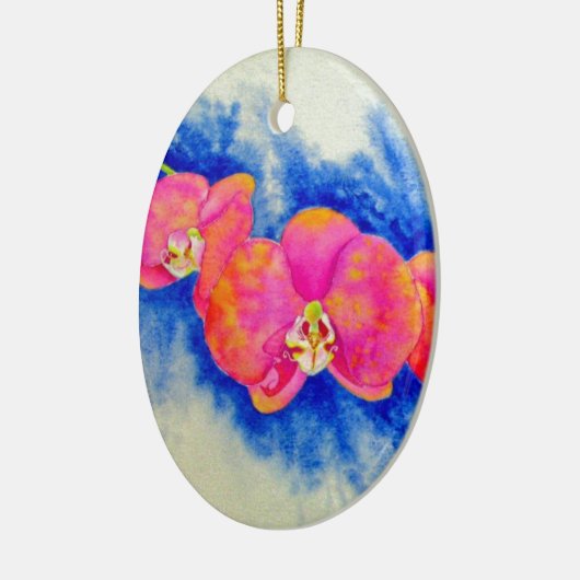 Romantisch sinaasappel roze waterverf orchidee sch keramisch ornament (Links)