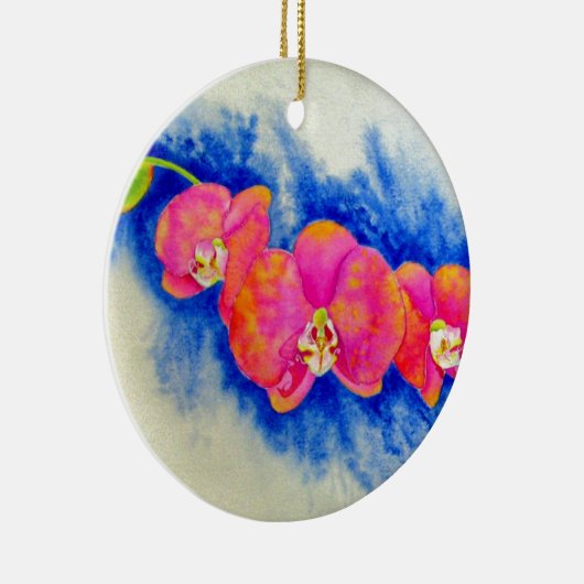 Romantisch sinaasappel roze waterverf orchidee sch keramisch ornament (Rechts)