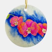 Romantisch sinaasappel roze waterverf orchidee sch keramisch ornament (Voorkant)