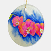 Romantisch sinaasappel roze waterverf orchidee sch keramisch ornament (Links)