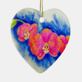 Romantisch sinaasappel roze waterverf orchidee sch keramisch ornament (Rechts)