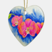 Romantisch sinaasappel roze waterverf orchidee sch keramisch ornament (Links)