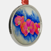 Romantisch sinaasappel roze waterverf orchidee sch metalen ornament (Rechts)