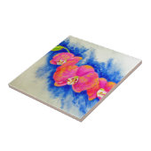 Romantisch sinaasappel roze waterverf orchidee sch tegeltje (Zijkant)