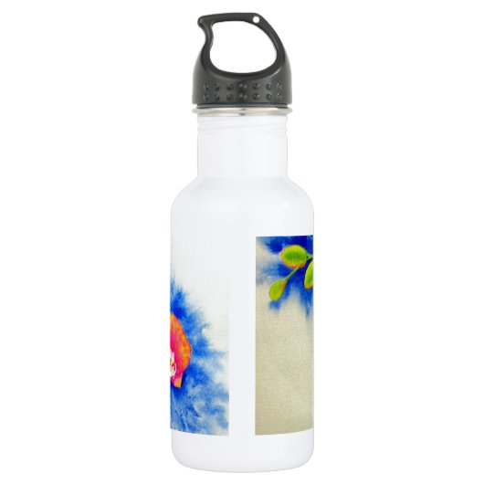 Romantisch sinaasappel roze waterverf orchidee sch waterfles  (Achterkant)