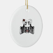 Romantisch Skeleton Paar – Gotisch met harthanden Keramisch Ornament (Rechts)