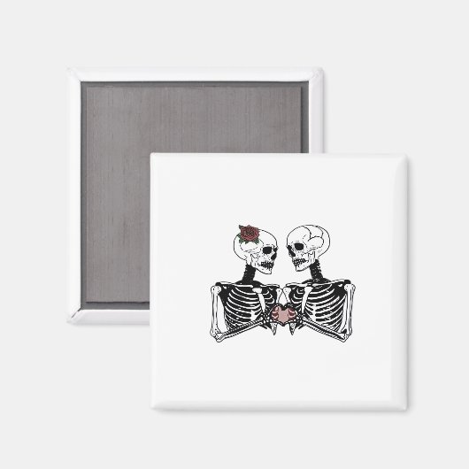 Romantisch Skeleton Paar – Gotisch met harthanden Magneet (Voorkant / Achterkant)