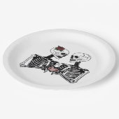 Romantisch Skeleton Paar – Gotisch met harthanden Papieren Bordje (Gekanteld)