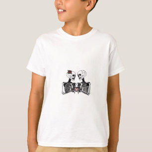 Romantisch Skeleton Paar – Gotisch met harthanden T-shirt