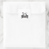Romantisch Skeleton Paar – Gotisch met harthanden Vierkante Sticker (Tas)