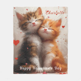 Romantisch Snuggling Kittens Rode Valentijn Harten Fleece Deken