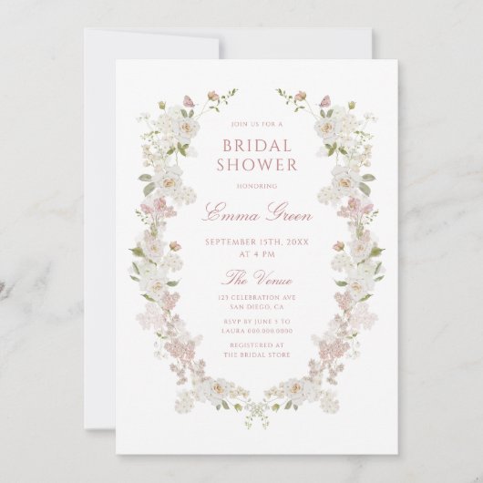 Romantisch Soft Blush  Lijst Vrijgezellenfeest Kaart (Voorkant)