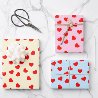 Romantisch speels rood hart patroon pastel  inpakpapier vel