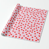 Romantisch Speels Rood Hart Patroon Pastelroze Cadeaupapier (Uitgerold)