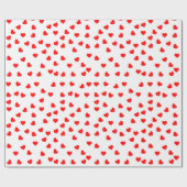 Romantisch speels rood hart patroon wit cadeaupapier (Vlak)