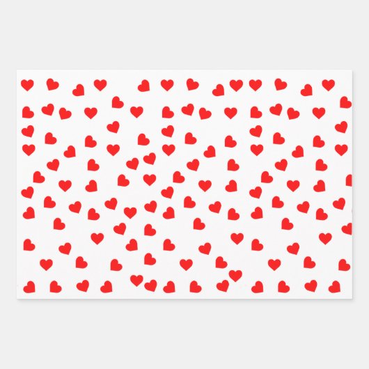 Romantisch speels rood hartpatroon inpakpapier vel (Voorkant)
