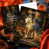Romantisch Sprookjesbos Eenhoorn met vleugels Briefkaart