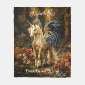 Romantisch Sprookjesbos Eenhoorn met vleugels Fleece Deken (Voorkant)