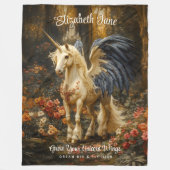 Romantisch Sprookjesbos Eenhoorn met vleugels Fleece Deken (Voorkant)