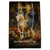 Romantisch Sprookjesbos Eenhoorn met vleugels Medium Cadeauzakje (Achterkant)