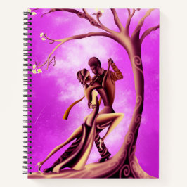 Romantisch stel danst de tango roze geel notitieboek