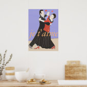 Romantisch stel dat in kleur balzaal danst poster (Keuken)