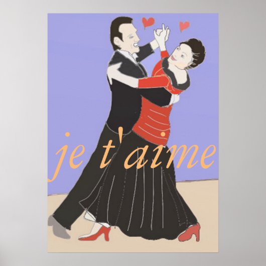 Romantisch stel dat in kleur balzaal danst poster (Voorkant)