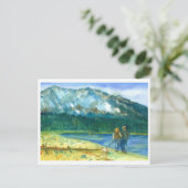 Romantisch stel houdt van Winter Lake Walk Waterve Briefkaart (Staand voorkant)