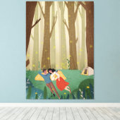 Romantisch stel kamperen in het hart van het bos canvas afdruk (Insitu (Houten vloer))