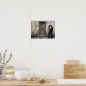 Romantisch stel knuffel schilderij poster (Keuken)