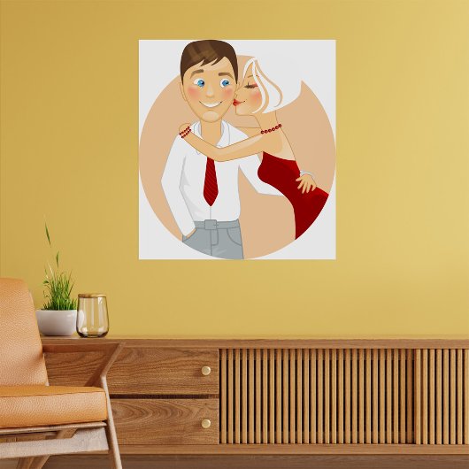 Romantisch stel knuffelt schattige liefde poster