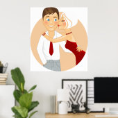 Romantisch stel knuffelt schattige liefde poster (Thuiskantoor)